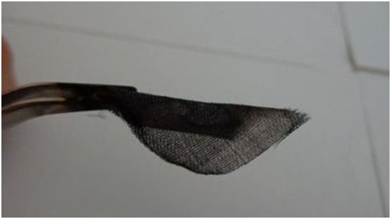 好的金属纤维面料燃烧后成均匀网状