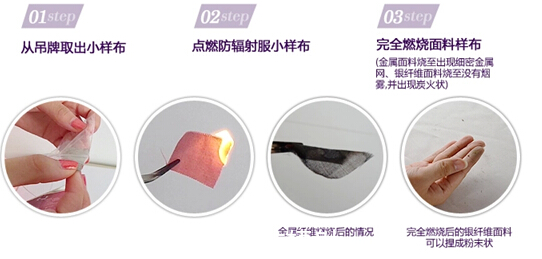 防辐射服布料燃烧法 防辐射服布料燃烧法